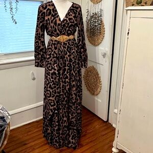 SHEIN leopard dress with gold belt Medium